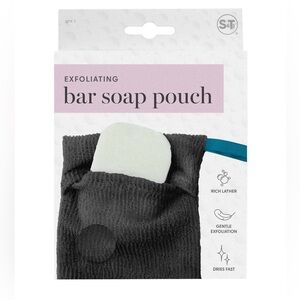 5/$12 💥🆕 S&T Inc. Exfoliating Bar Soap/Scrap Pouch | Color Black | 4537